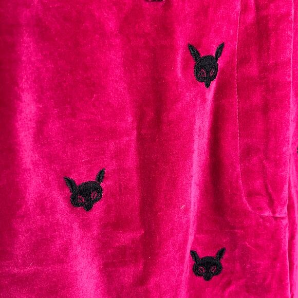 J. McLaughlin Women's Pink Embroidered Fox Corduroy Vintage Straight Jeans Sz 8 - Picture 2 of 8
